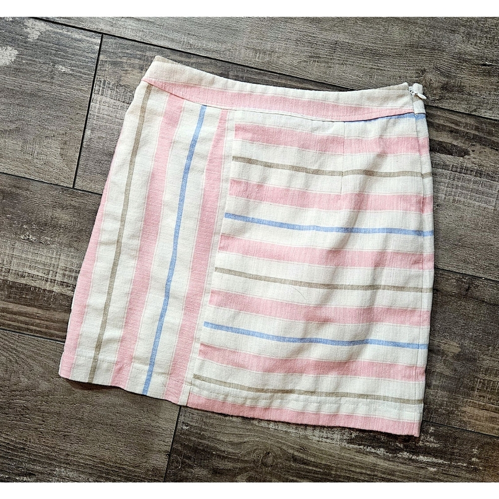 ALTAR'D STATE Stripe Linen Skirt White Pink Blue Size XS